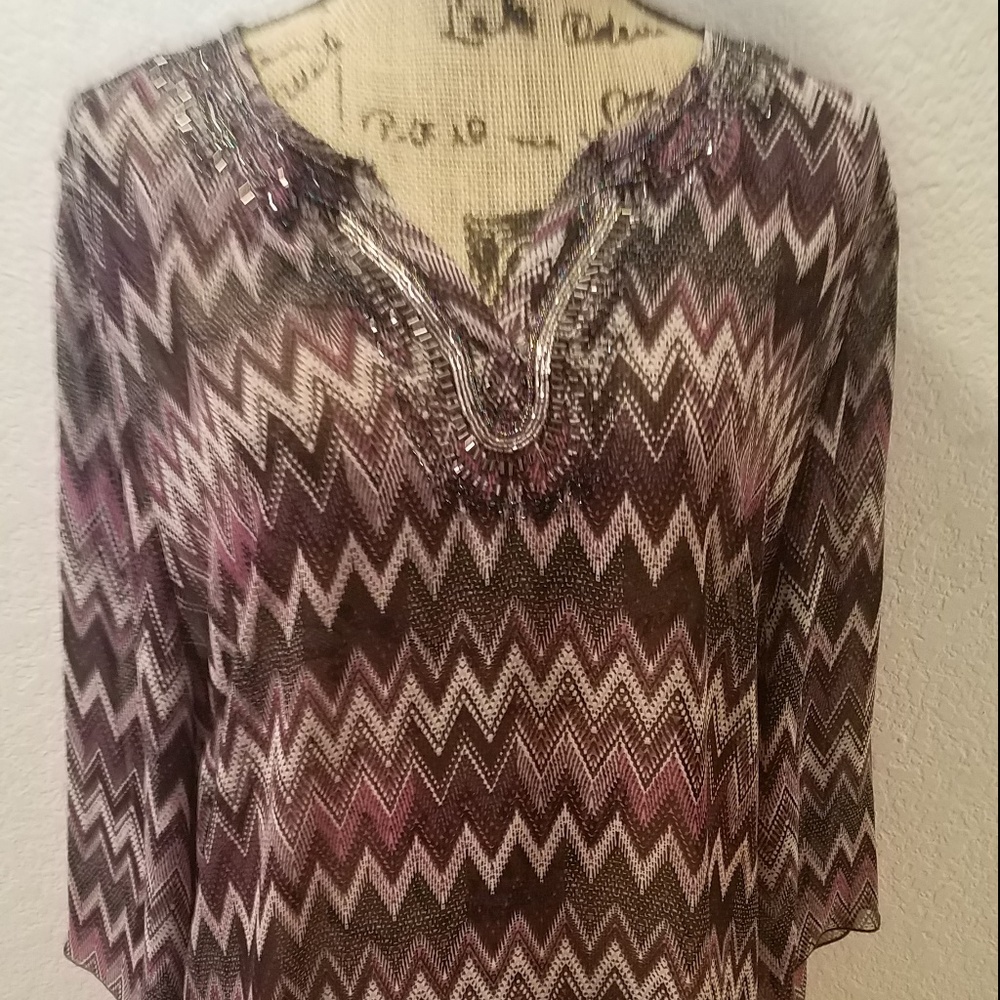 Maggie Barnes Sheer Shirt Swim Cover UP 1X 18 20